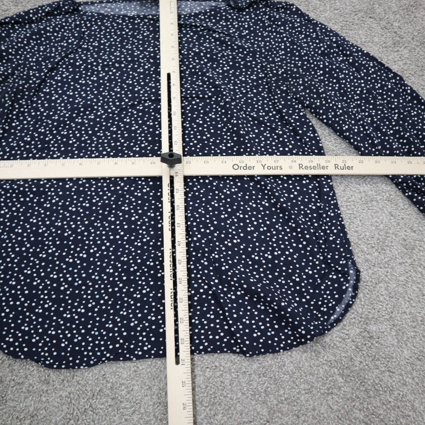 Loft Outdoor Womens Blouse Top Round Him Boat Neck Long Sleeve Polka Dot Blue M