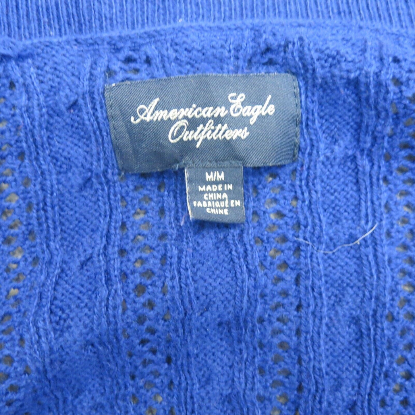 American Eagle Womens Pullover Sweater Knitted Round Neck Long Sleeves Blue SZ M
