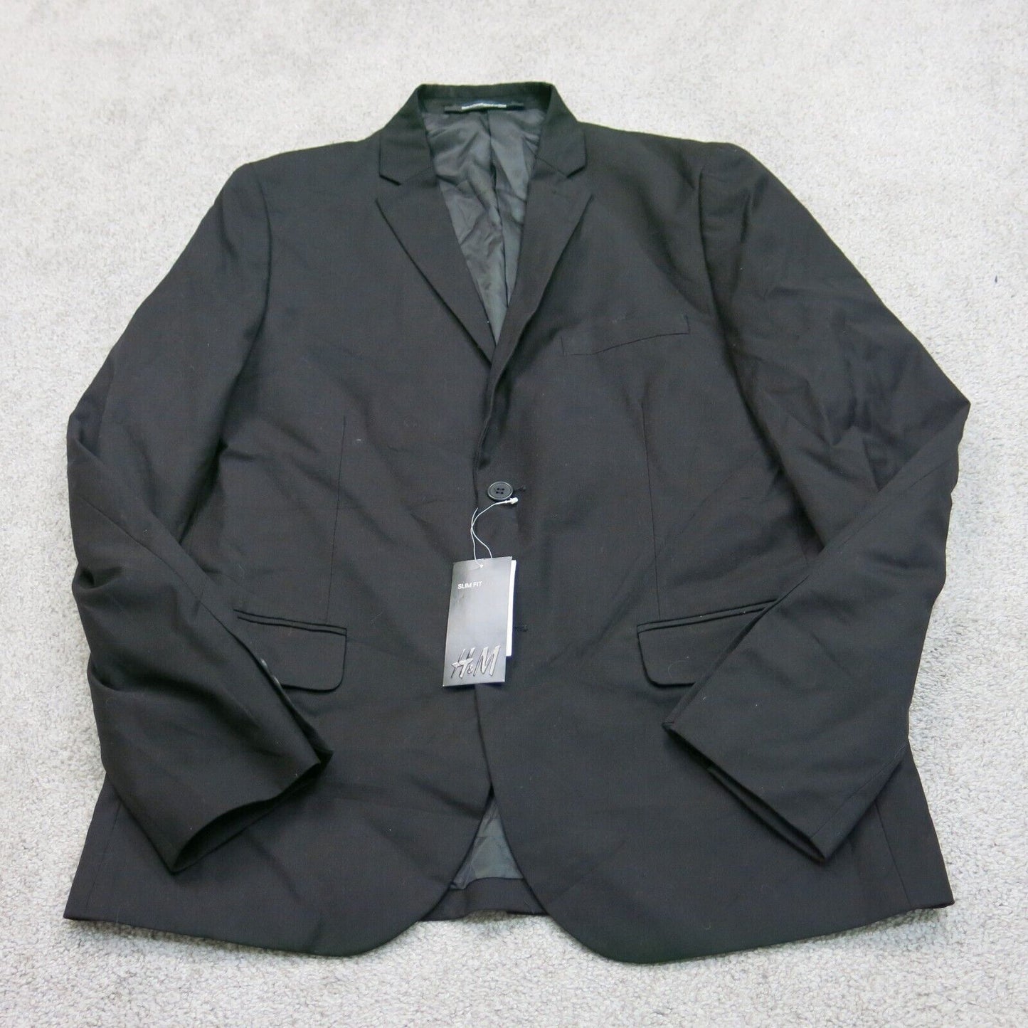 H&M Mens Blazer Coat Single Breasted Regular Fit Long Sleeves Black Size 42R