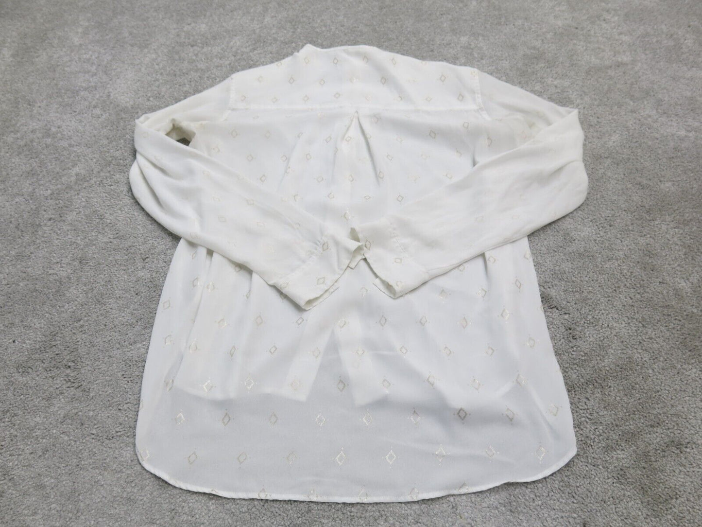 H&M Womens Blouse Top Long Sleeves Side Slit Crew Neck Pullover White Size 10