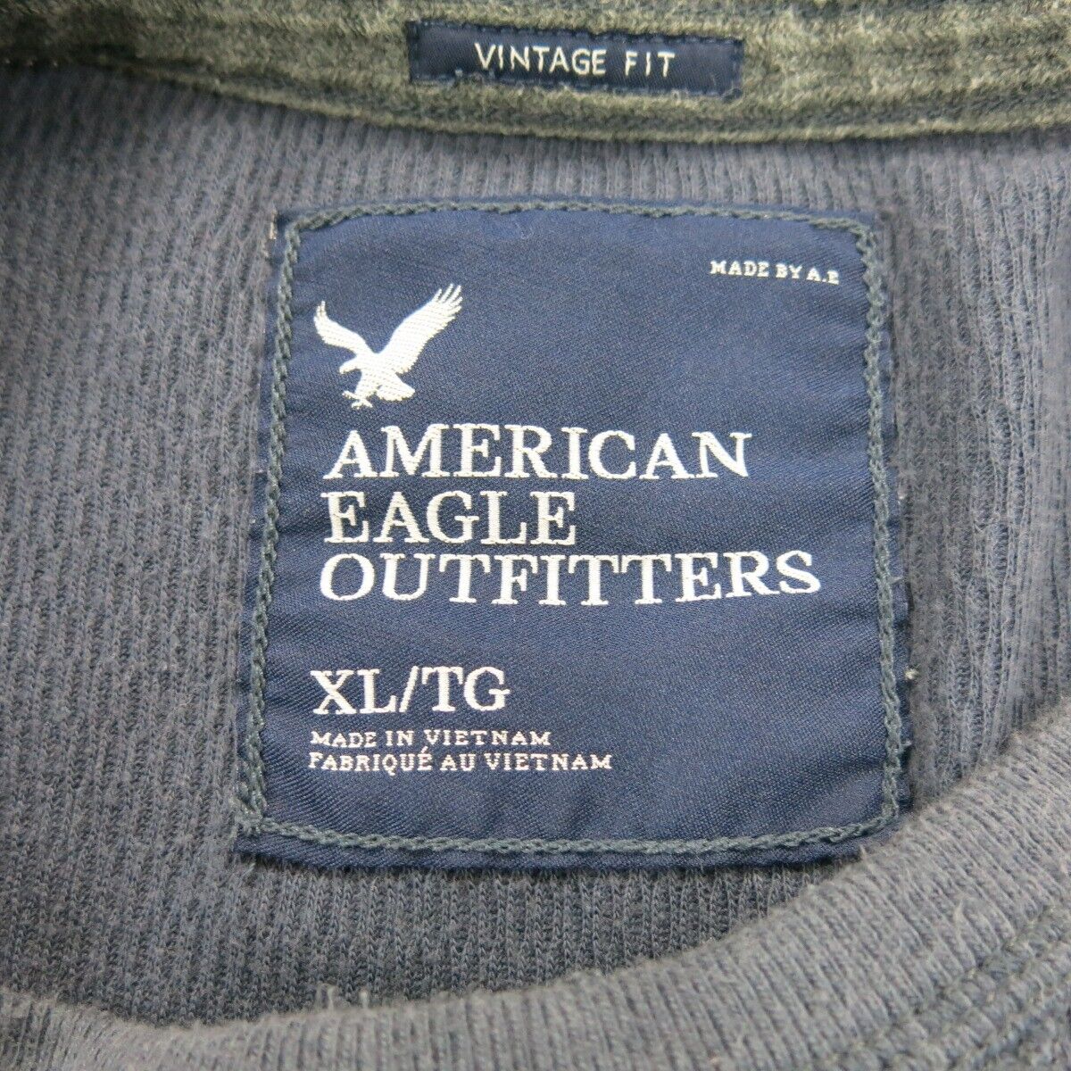 American Eagle Mens Pullover Sweater Knitted Round Neck Long Sleeve Blue Size XL