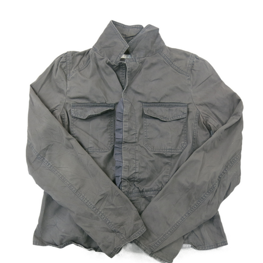 Loft ANN Taylor Womens Cargo Jacket Open Front Long Sleeves Dark Gray Size 8