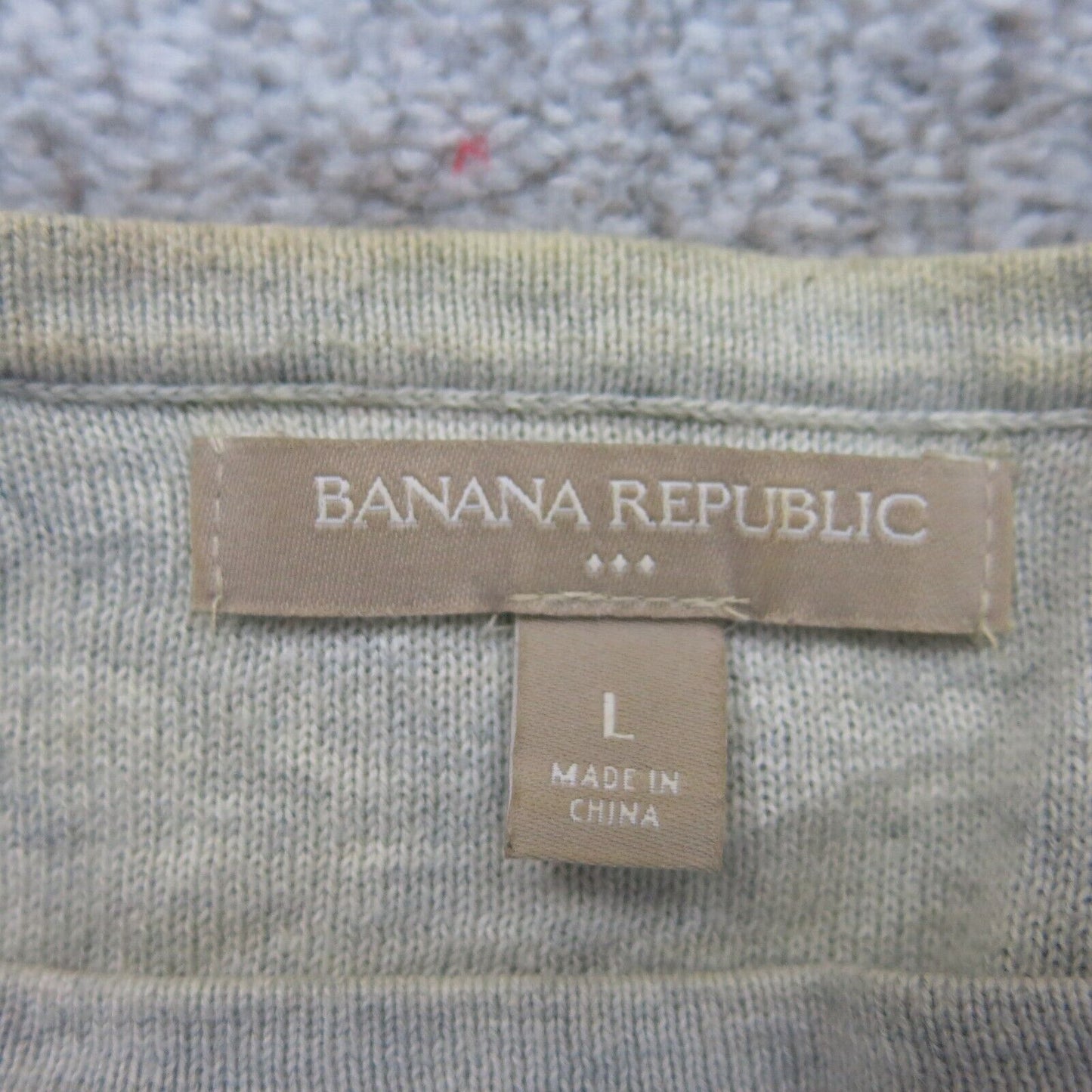 Banana Republic Womens Pullover Knitted Sweater Crew Neck White Gray Size Large