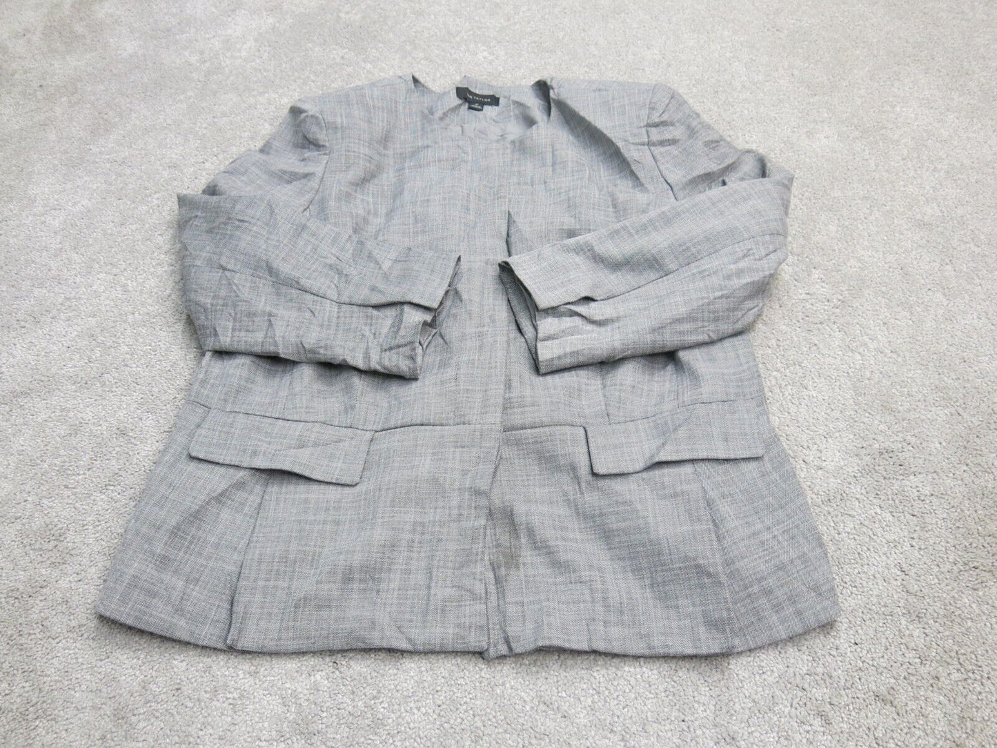 Ann Taylor Mens Blazer Coat Single Breasted Long Sleeves Pockets Gray Size 14T