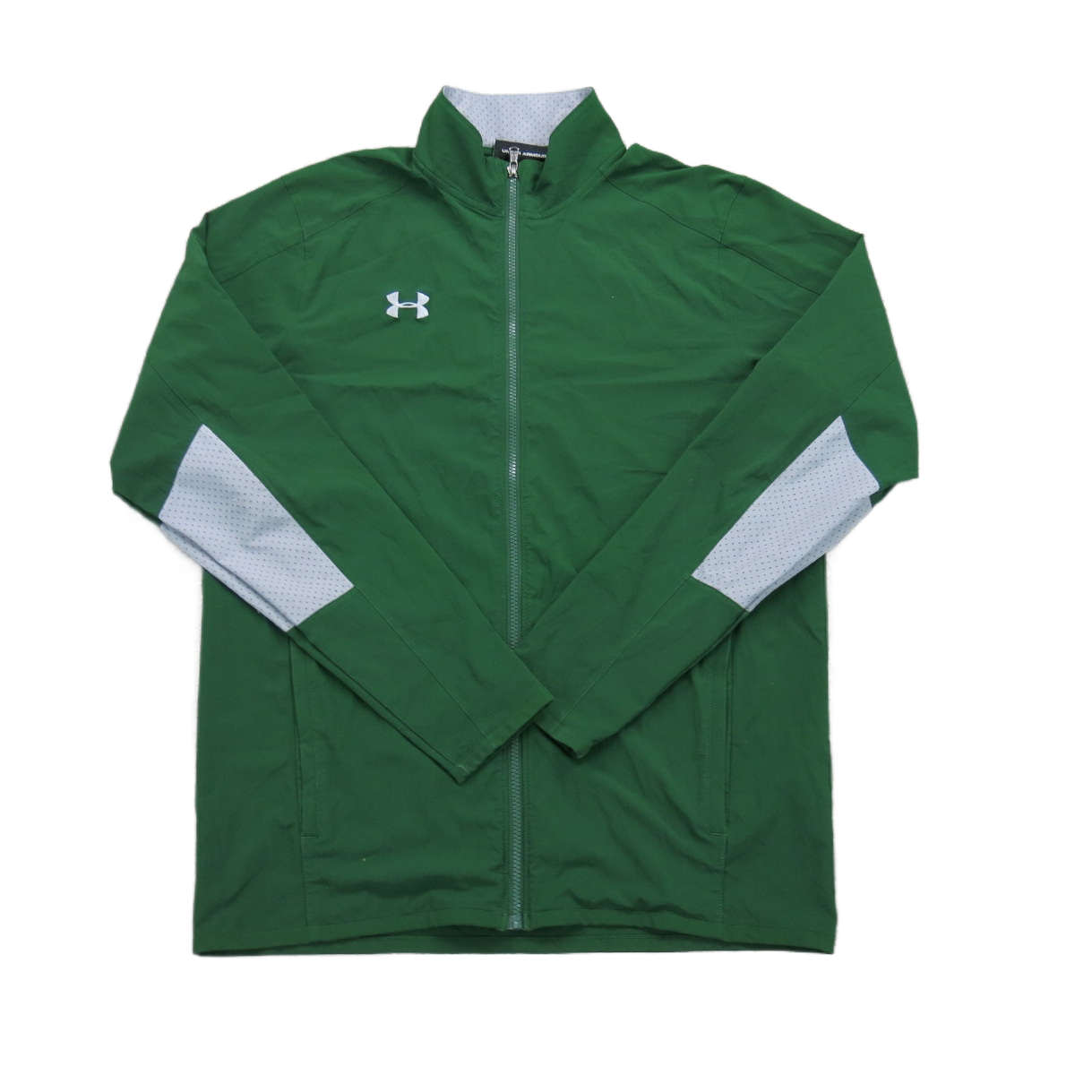 Under Armour Mens Sweater Jacket Full Zip Loose Fit Mock Neck Logo Green Medium