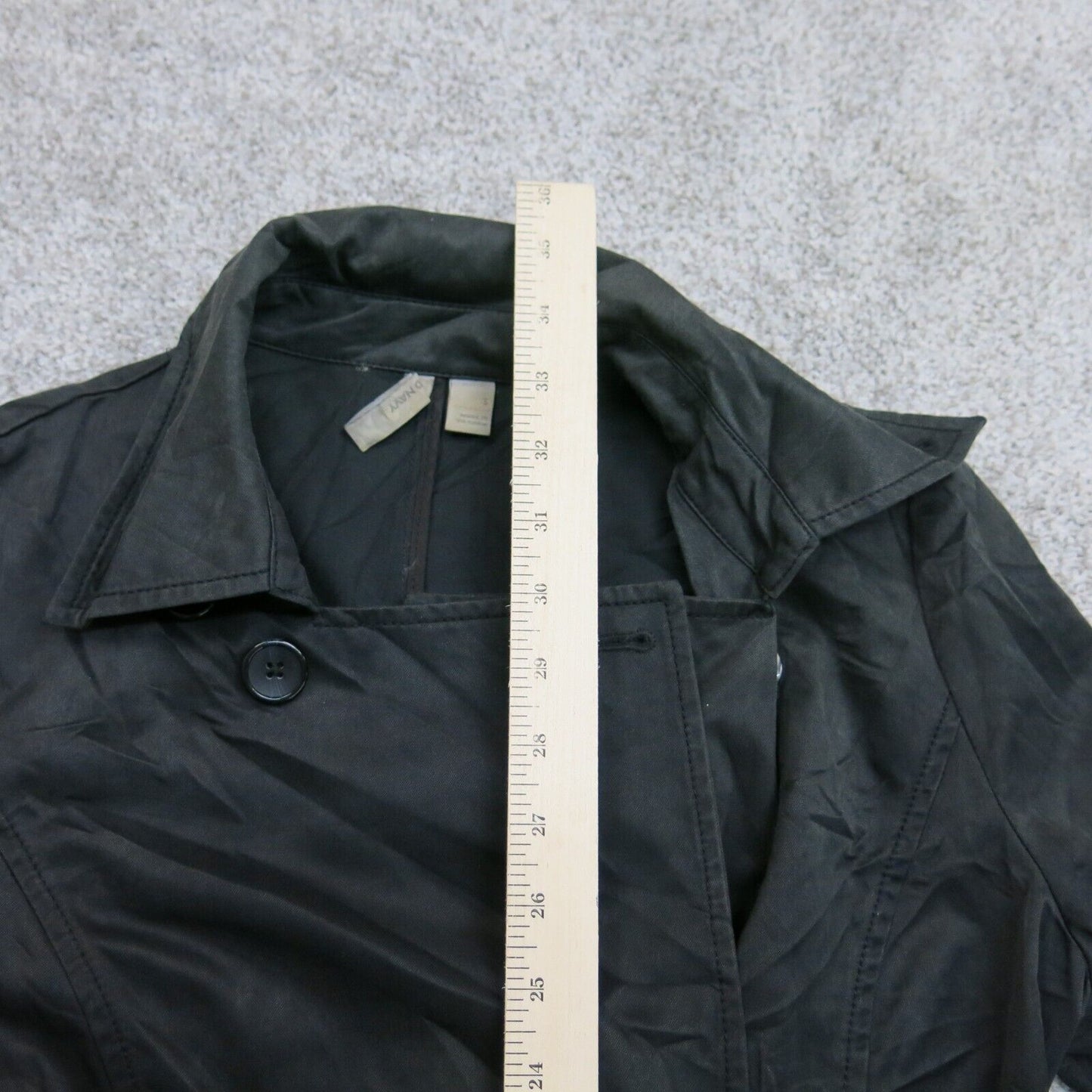Old Navy Womens Trench Coat Double Breasted Half Sleeve Pockets Black Size Small