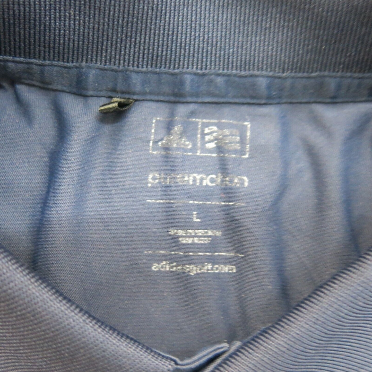 Adidas Mens Polo Shirt Short Sleeves Pure Motion Logo Solid Blue Size Large