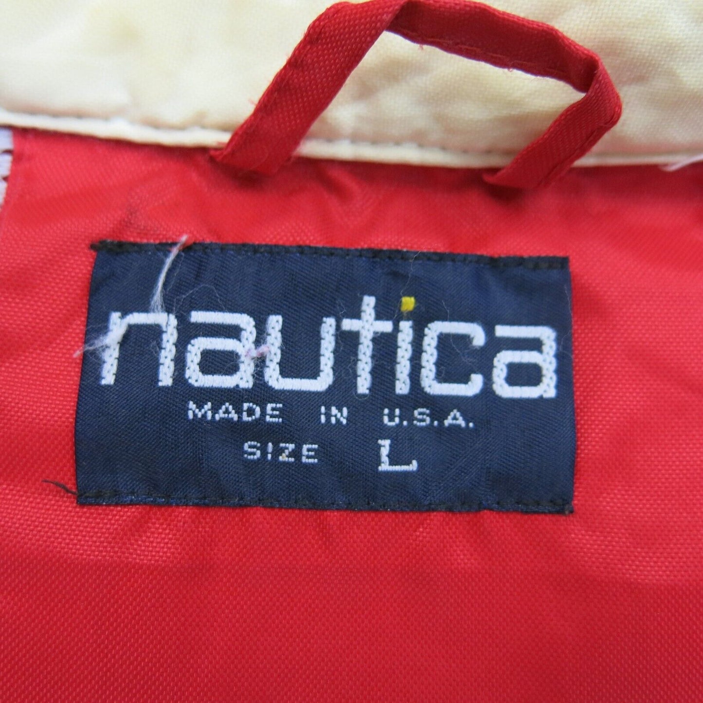 Nautica Mens Jacket Full Zip Up Mock Neck Pockets Competition Logo Red SZ Large