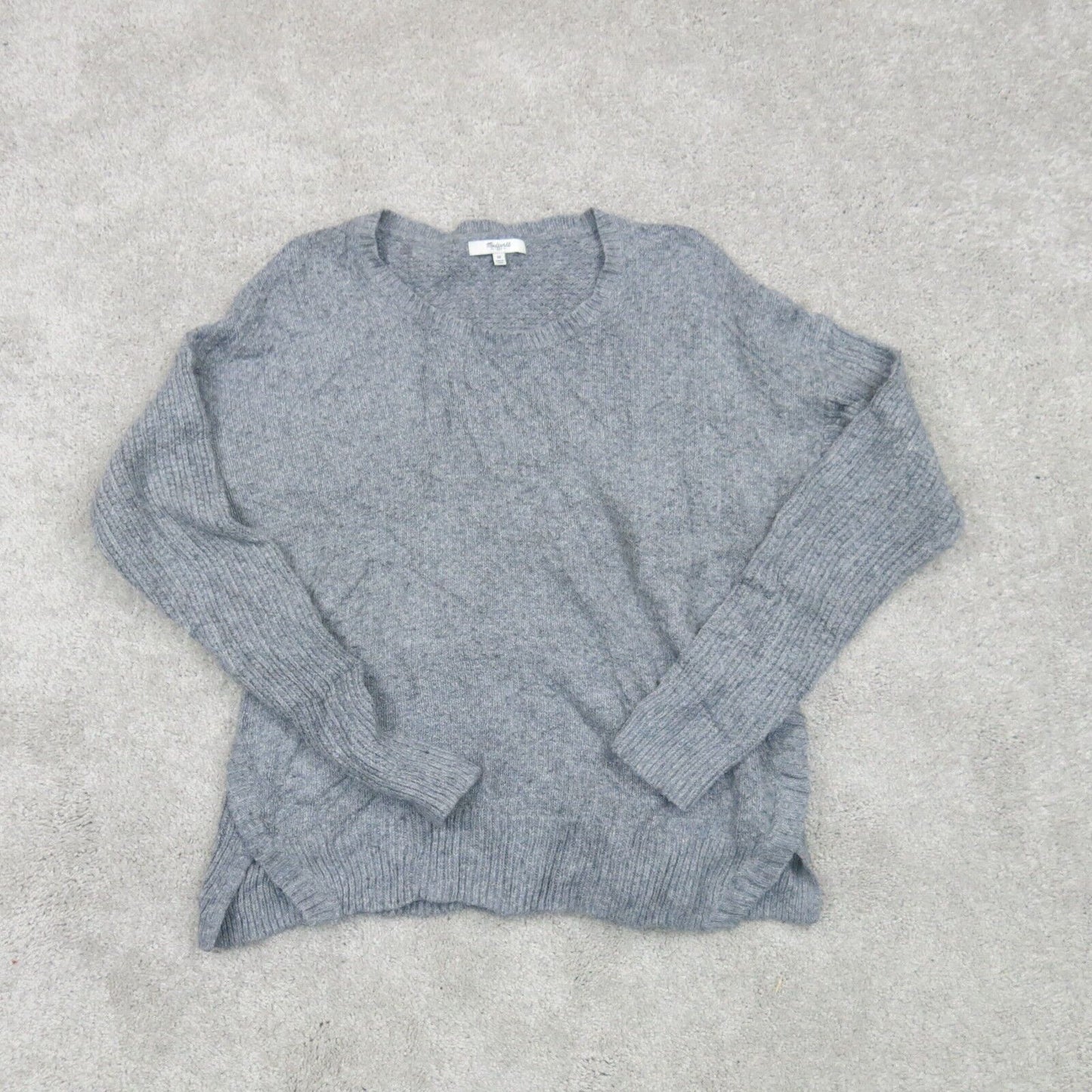 Madewell Womens Pullover Sweater Round Neck Long Sleeves Solid Gray Size Medium
