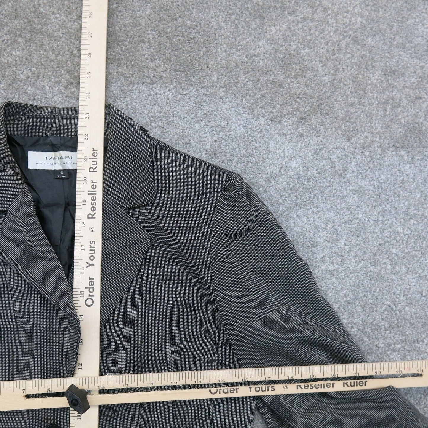 Tahari Womens Blazer Coat Single Breasted Long Sleeves Black Size 6