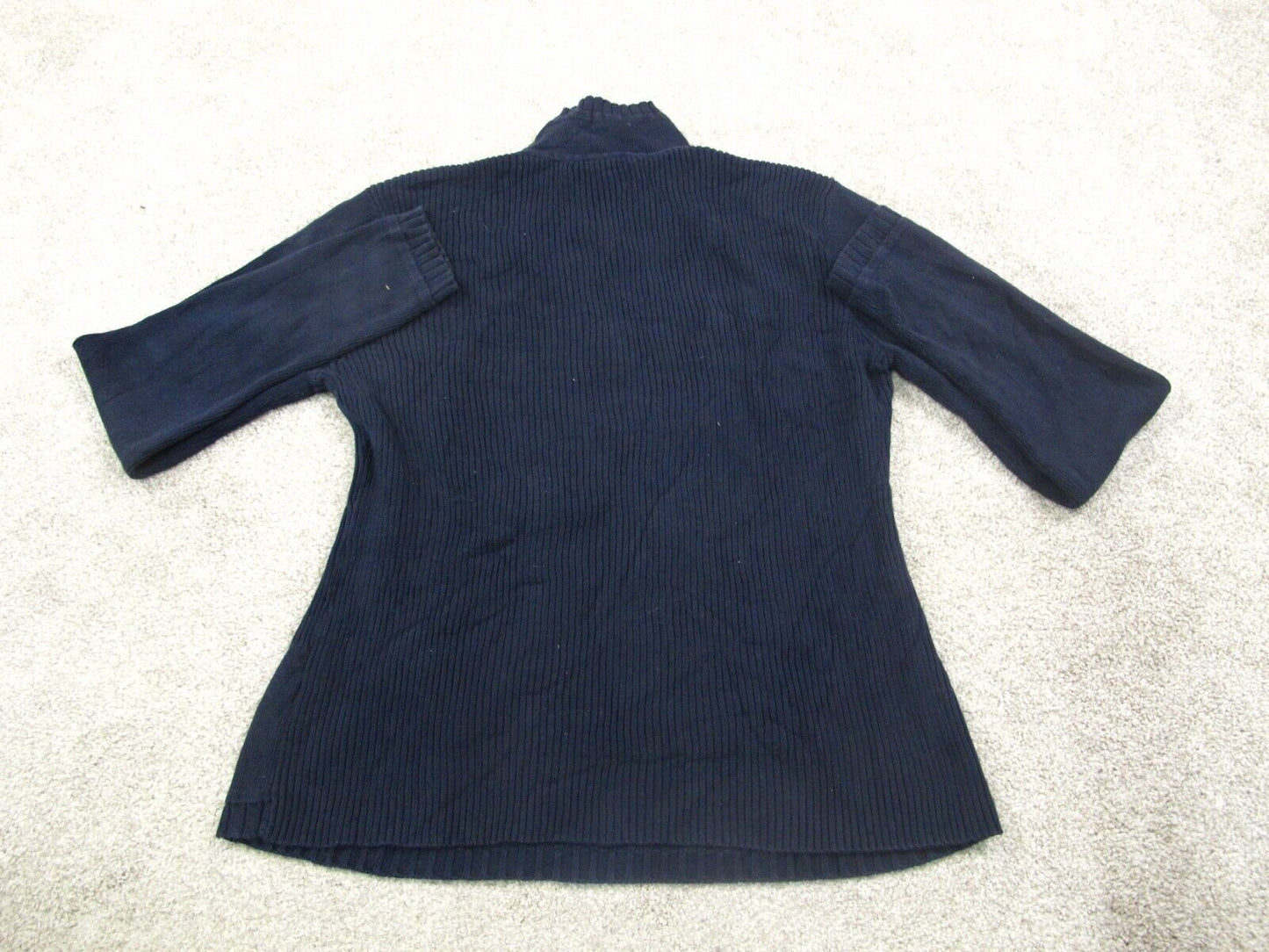 Tommy Hilfiger Women 14 Zip Sweater Knitted Long Sleeve 100% Cotton Blue SZ XL