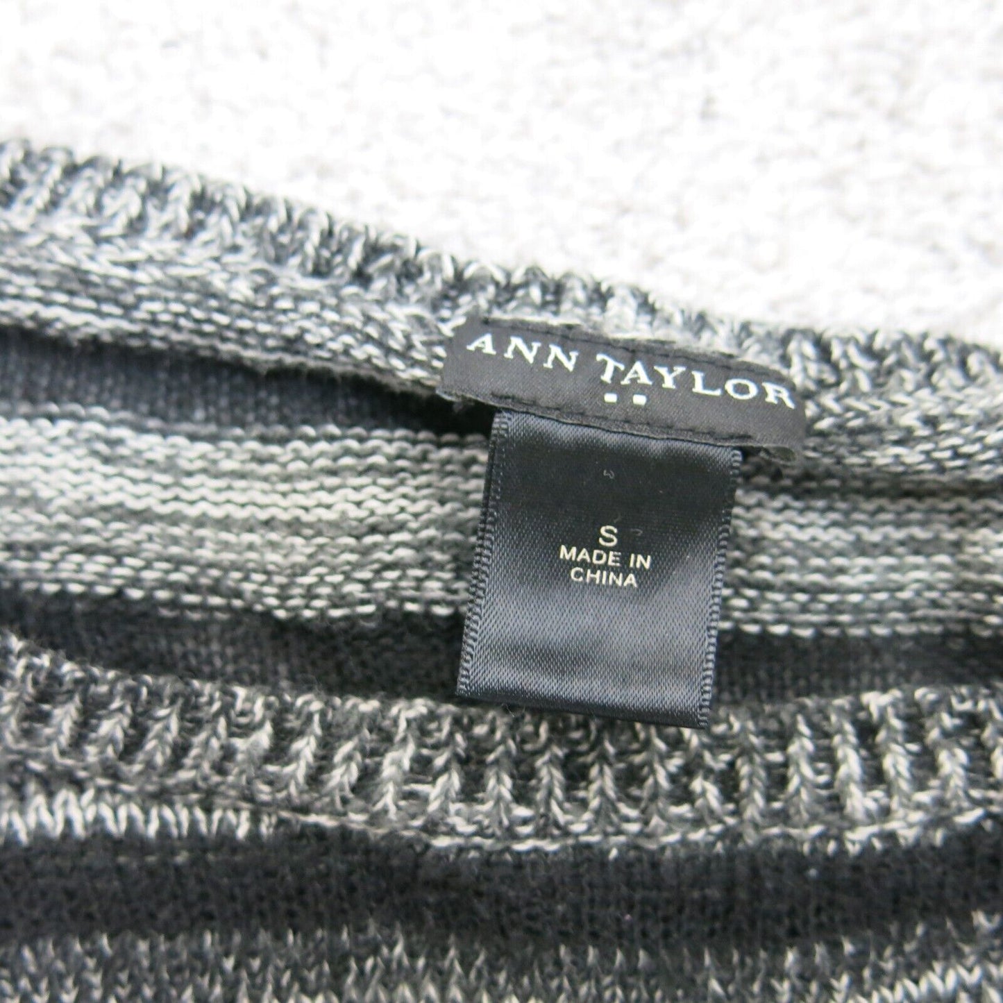 ANN Taylor Womens Pullover Sweater Boat Neck Striped Gray Black Size Small