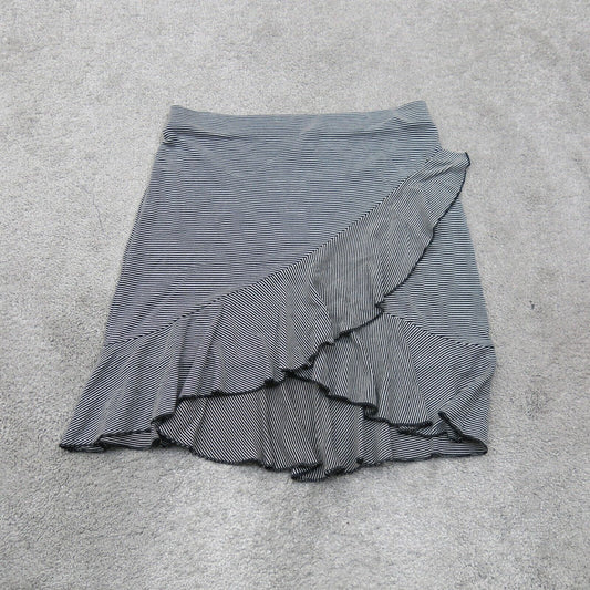 H&M Womens Straight Pencil Wrap Skirts Pinstriped Pull On White Black Size Small