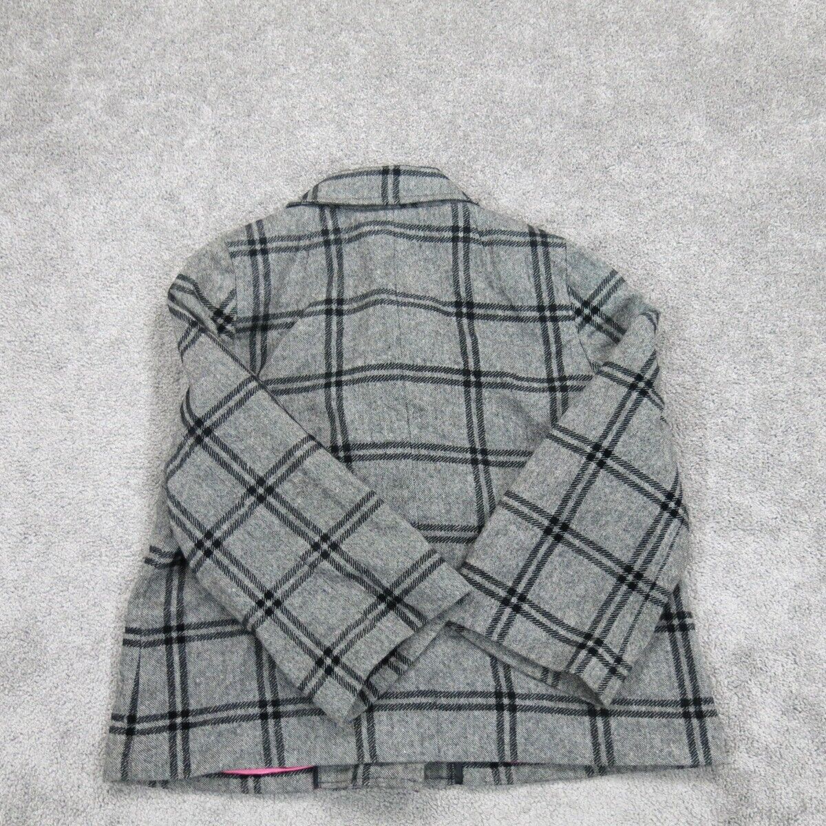 Isaac Mizrahi Womens Blazer Coat Jackets Double Breasted Plaid Gray Size Medium