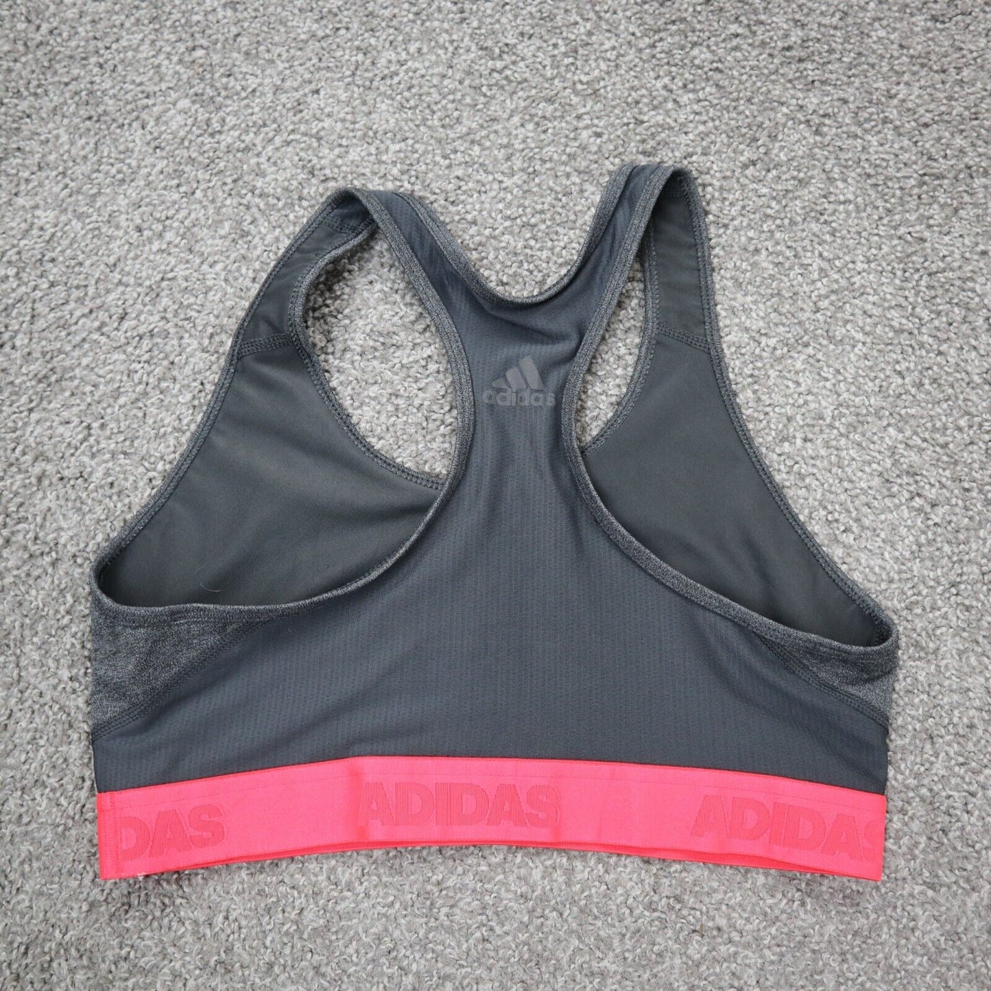 Adidas Womens Sports Bra Alpha Skin Climacool Logo Charcoal Black Size Medium