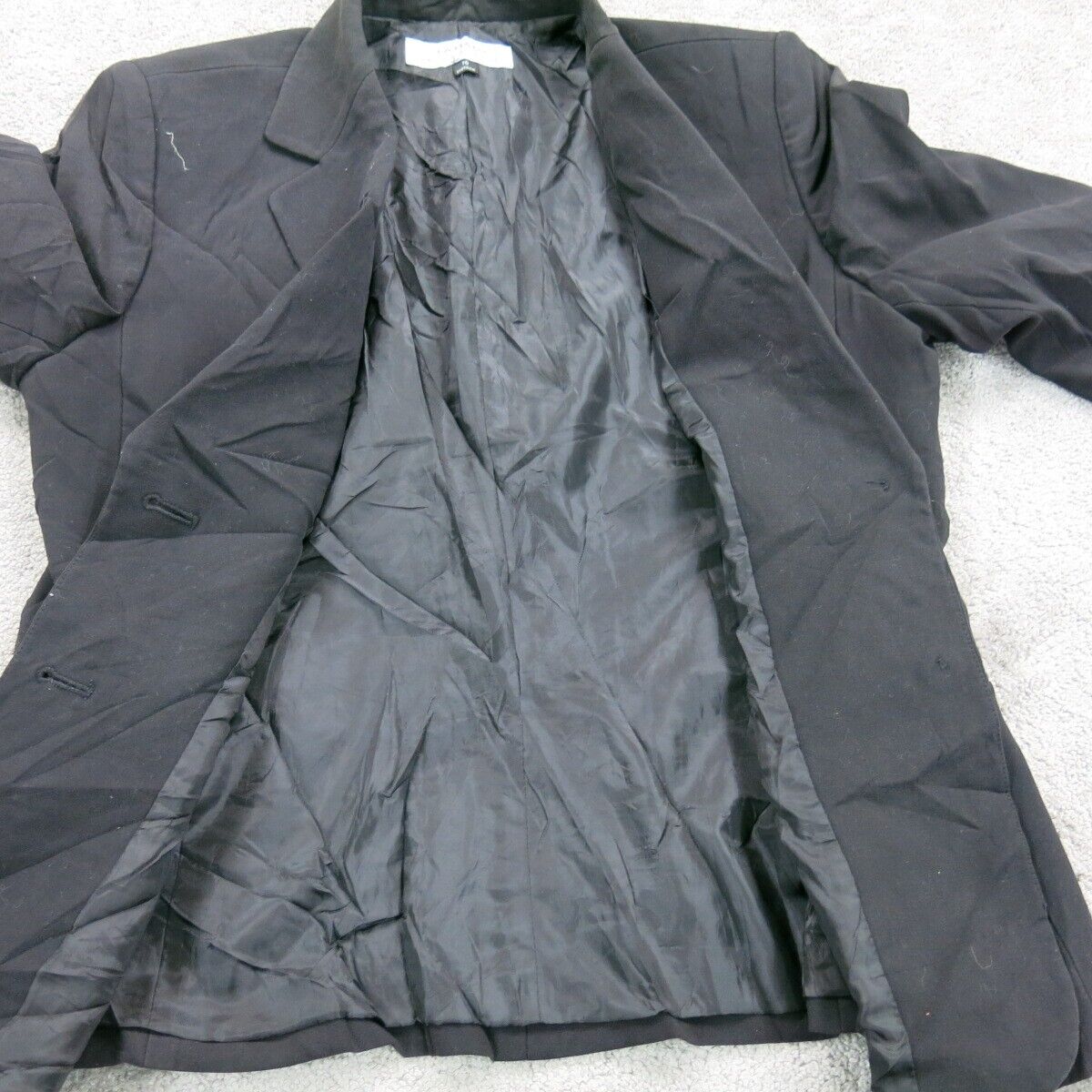 Tahari Womens Blazer Coat Jacket Single Breasted Long Sleeves Black Size 10