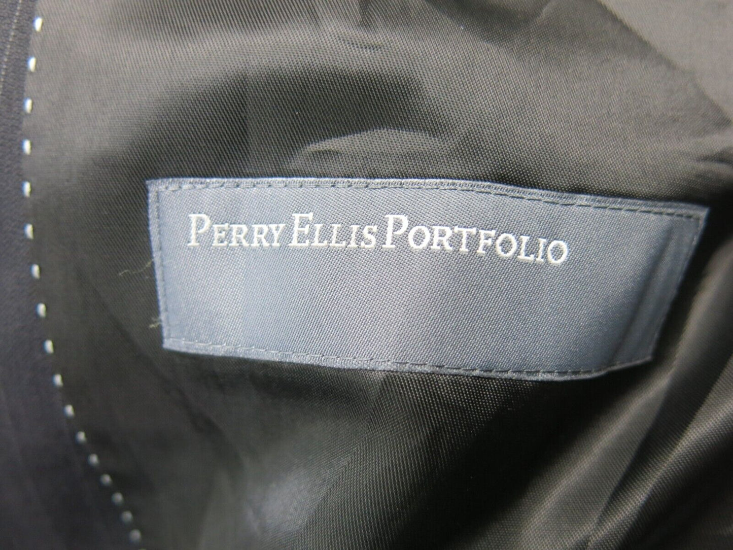 Perry Ellis Portfolio Mens Blazer Coat Single Breasted Long Sleeve Blue Size 46L