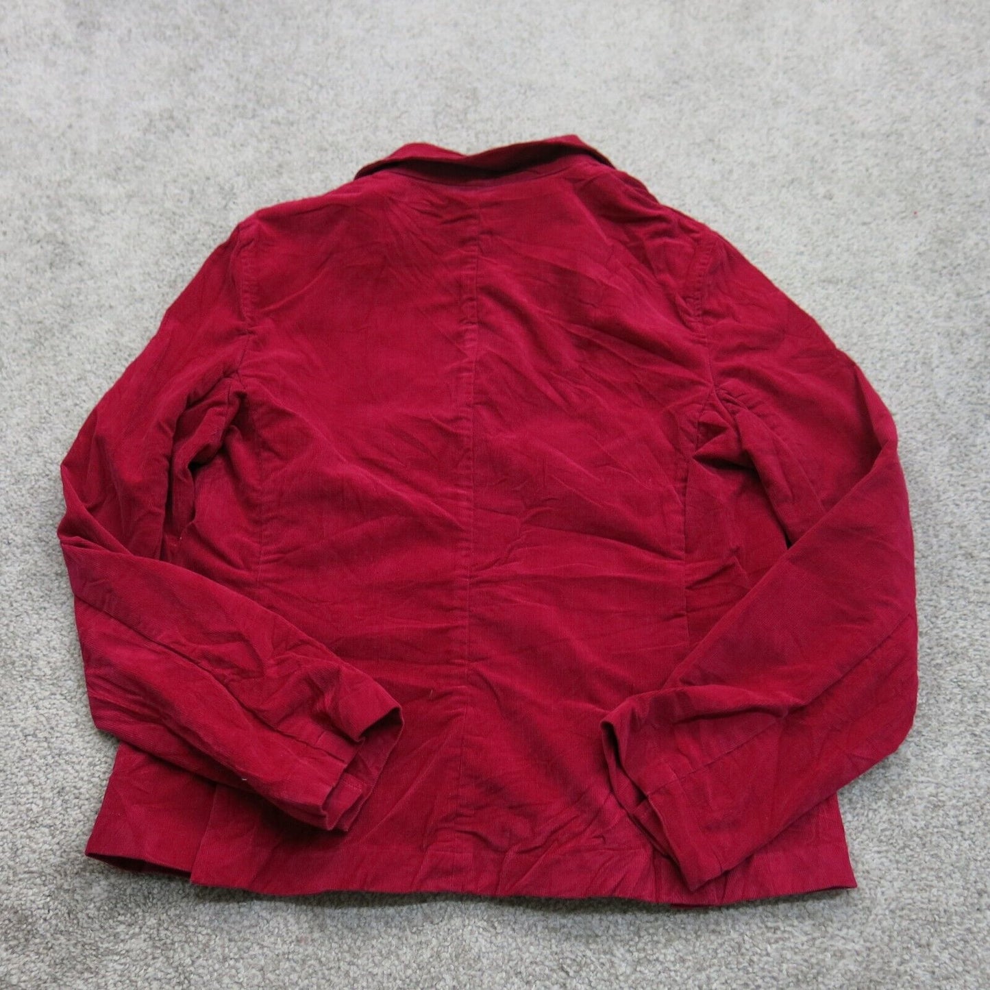 Lands End Womens Blazer Coat Single Breasted Pockets Solid Red Size 8