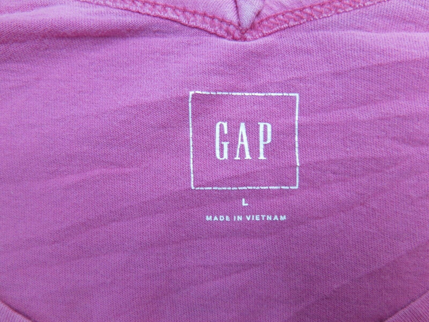 Gap Womens Blouse Short Sleeves V Neck Side Slit Graphic Tee Pink Size Large