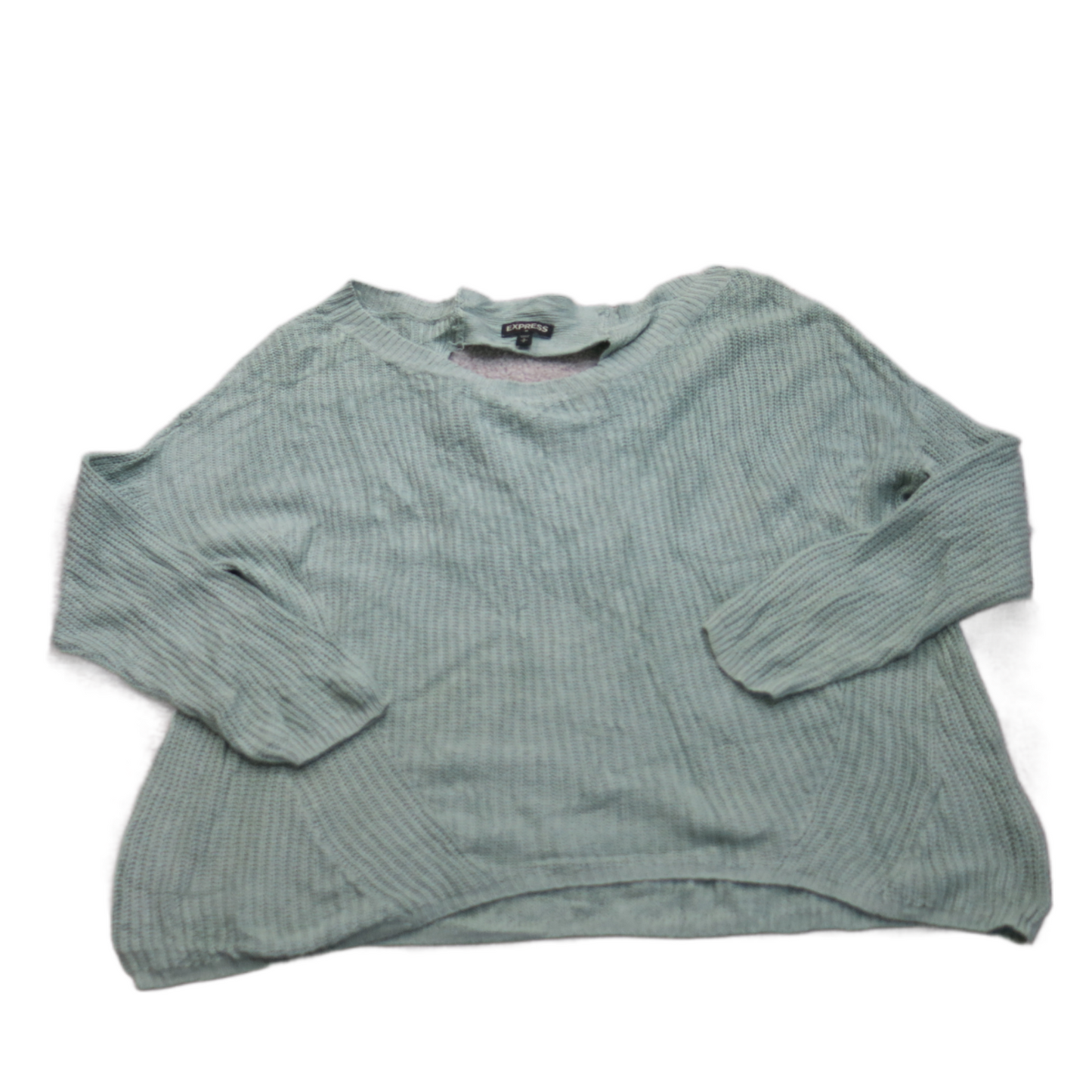 Express Womens Knitted Sweater Long Sleeves Boat Neck Light Teal Blue Size Small