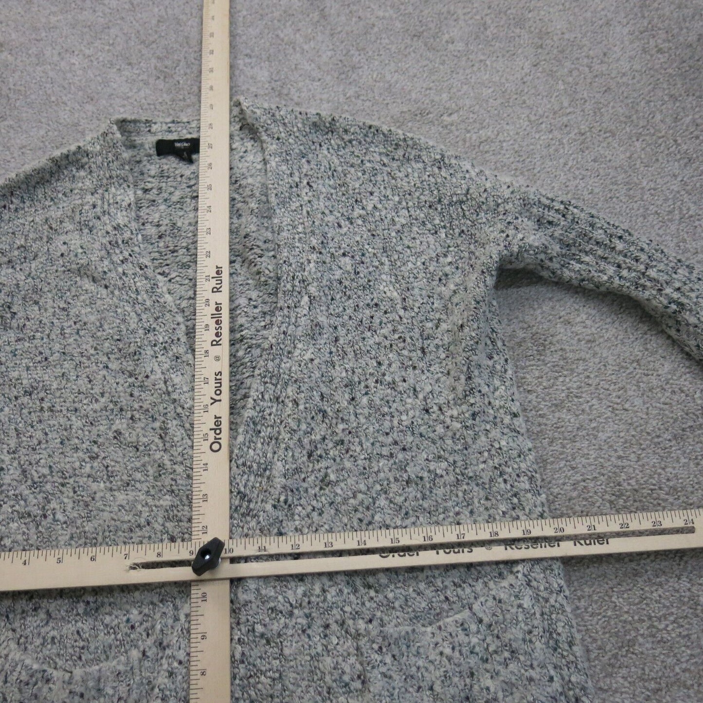 Massimo Womens Cardigan Sweater Open Front Long Sleeves Pockets Heather Gray XS