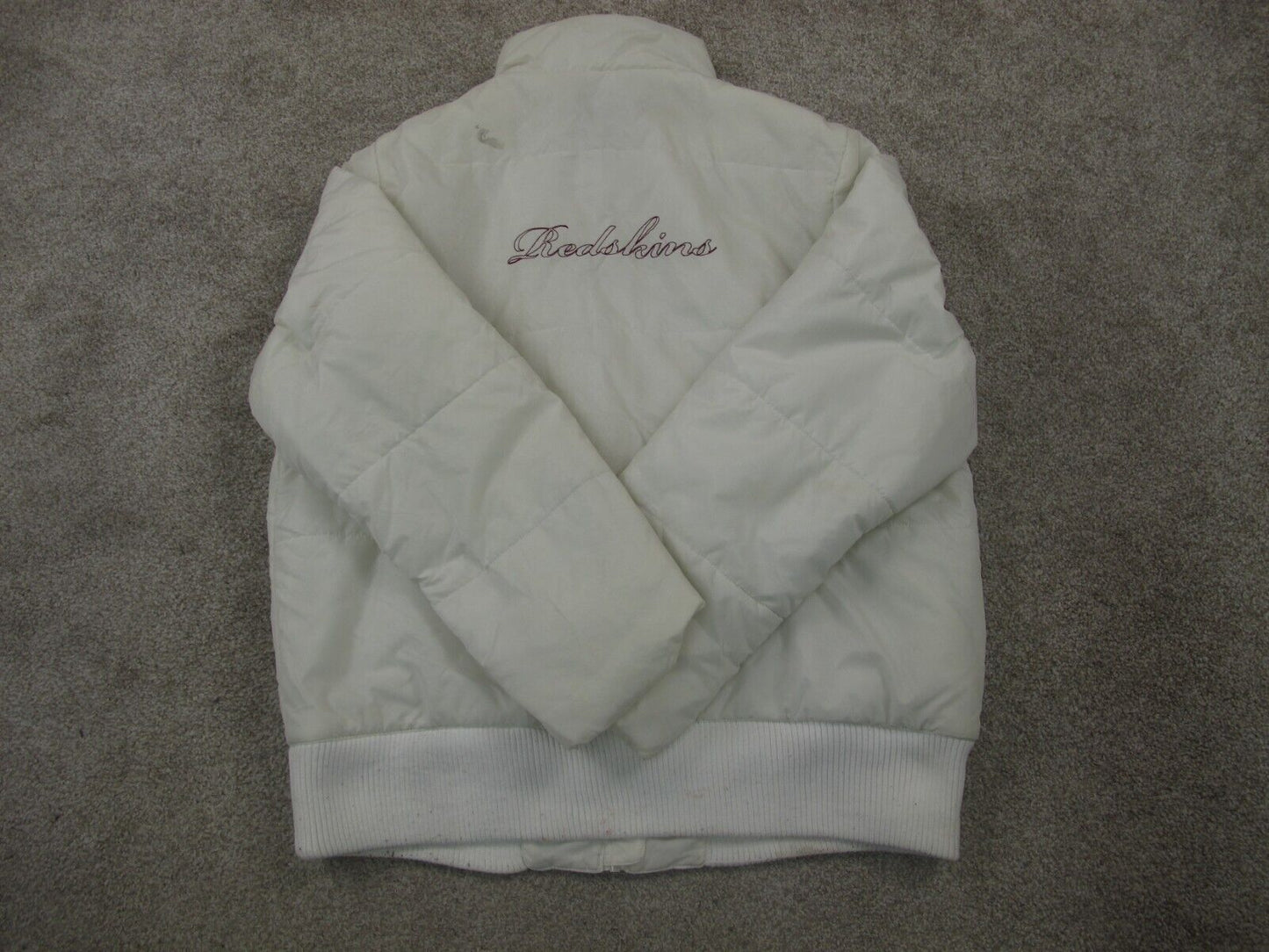 NFL Team Apparel Womens Puffer Coat Full Zip Up Mock Neck Redskins White SZ XL