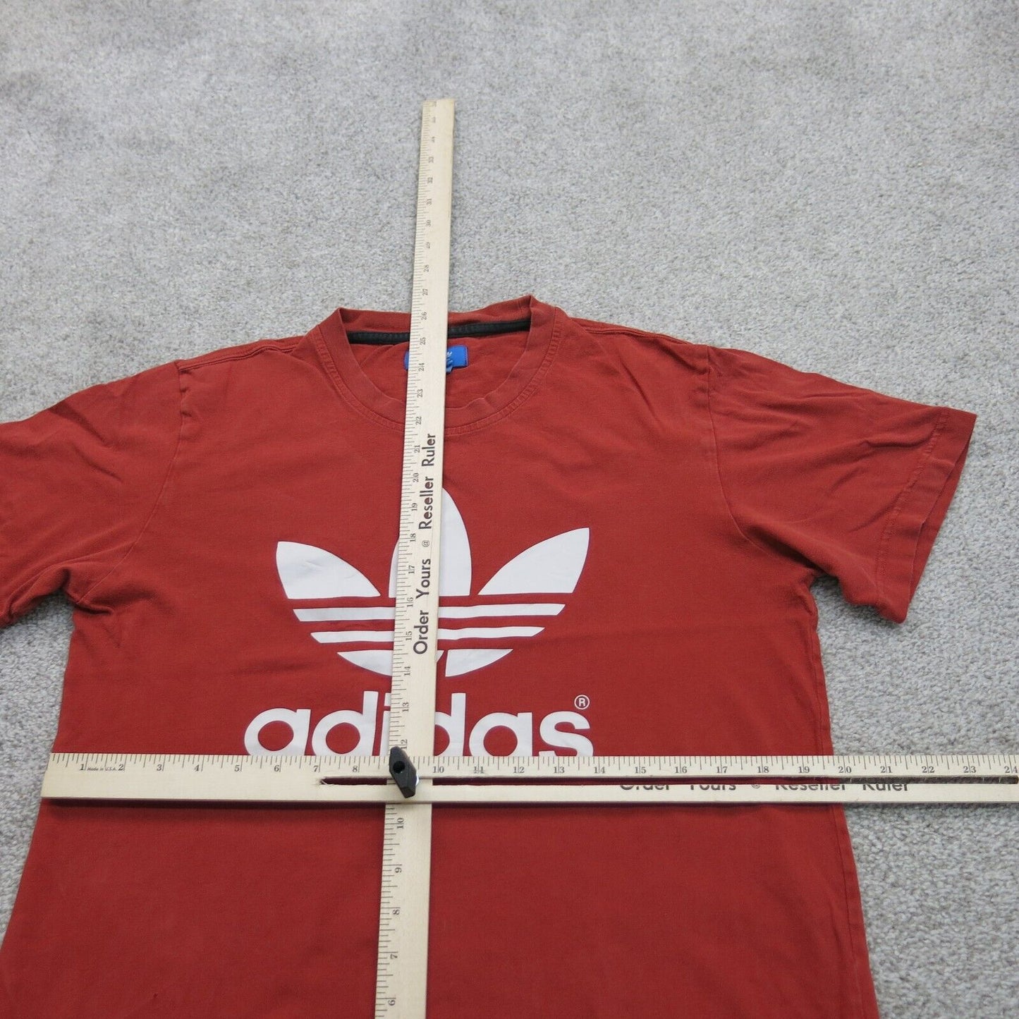 Adidas Mens Crew Neck T Shirt Graphic Tee Short Sleeve Logo Red Size Medium