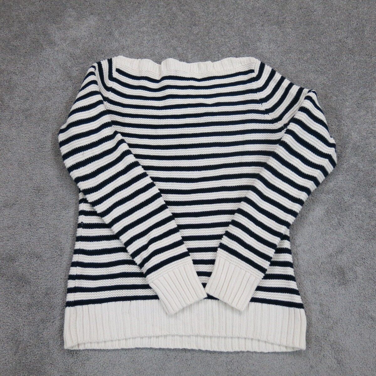 Talbots Women Sweater Zebra Print Knitted Boat Neck Long Sleeve Black White SZ L