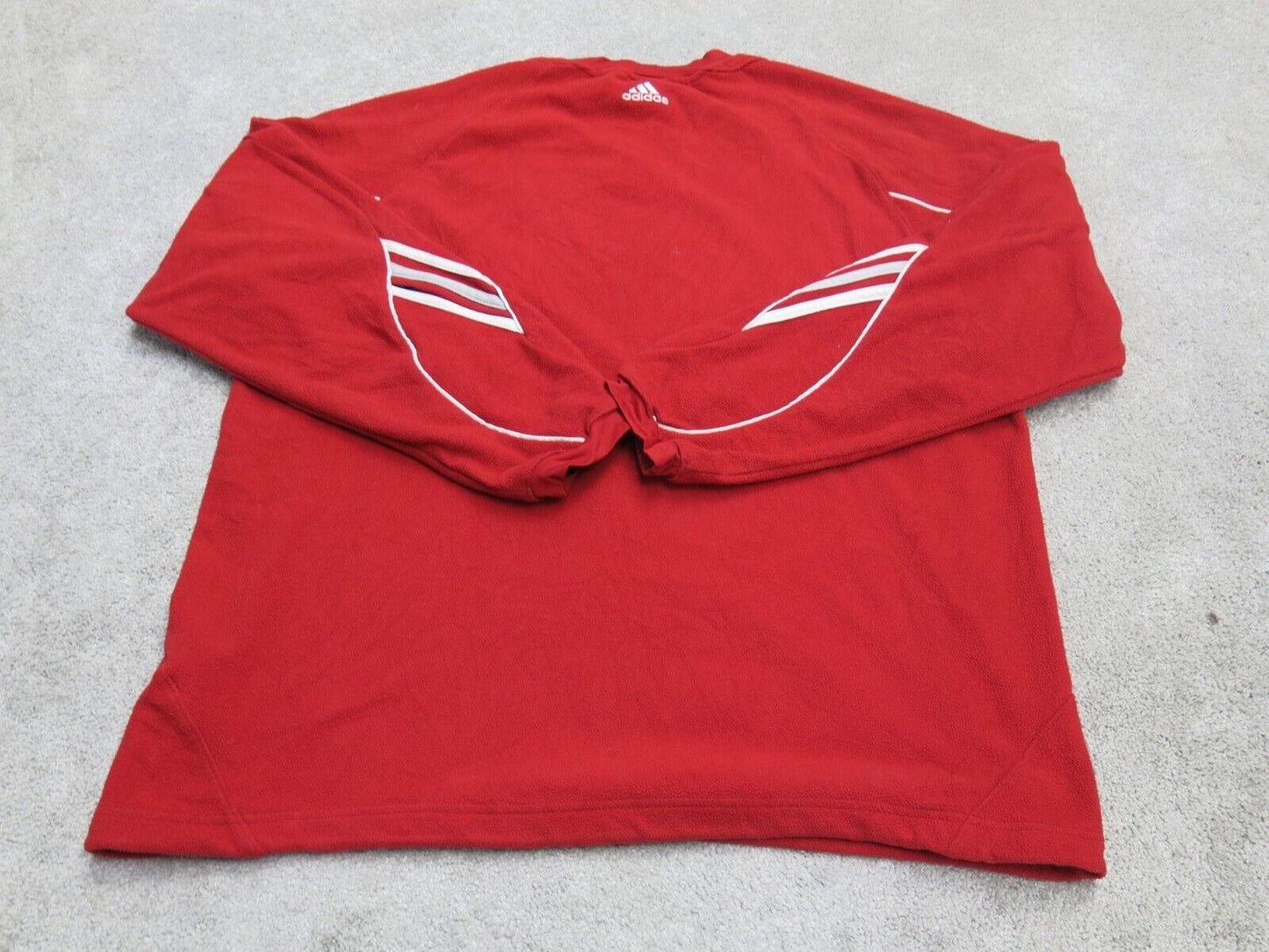 Adidas Mens Pullover Sweatshirt Crew Neck Casual Long Sleeves Red Size Large