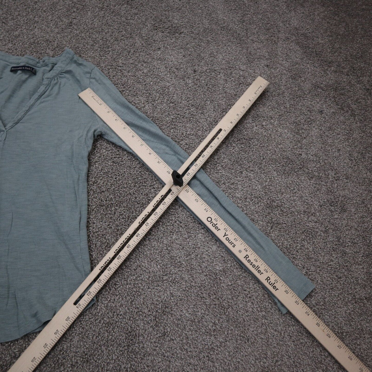 Abercrombie& Fitch Womens Blouse Top Deep V Neck Long Sleeve Slate Blue SZ XS