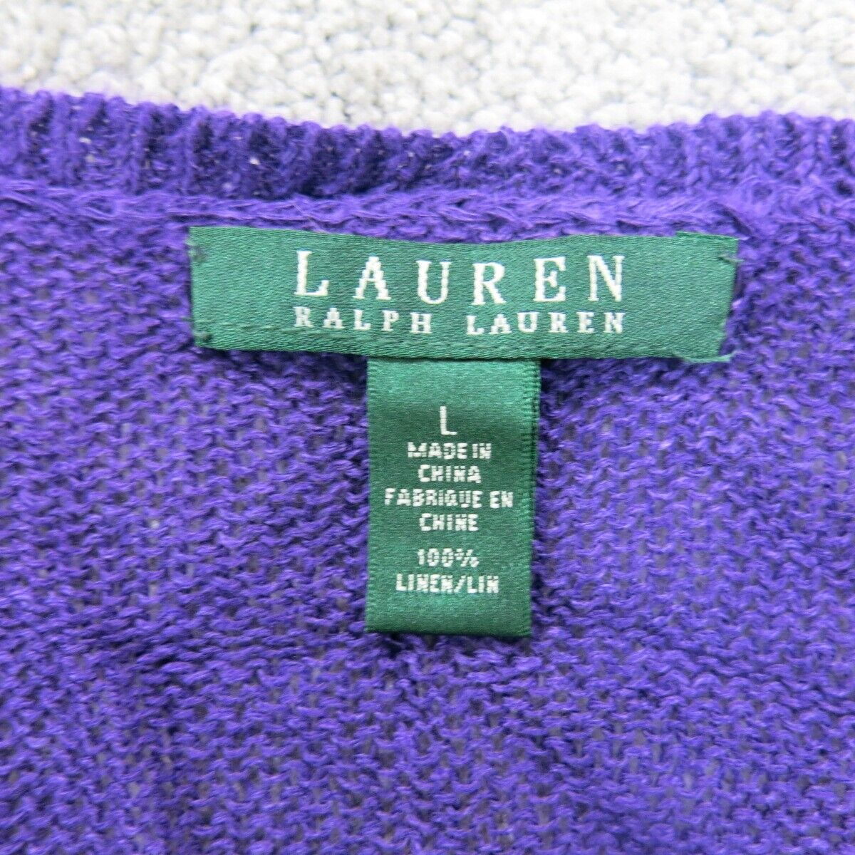 Lauren Ralph Lauren Womens Tunic Sweater Knitted Sleeveless Purple Size Large