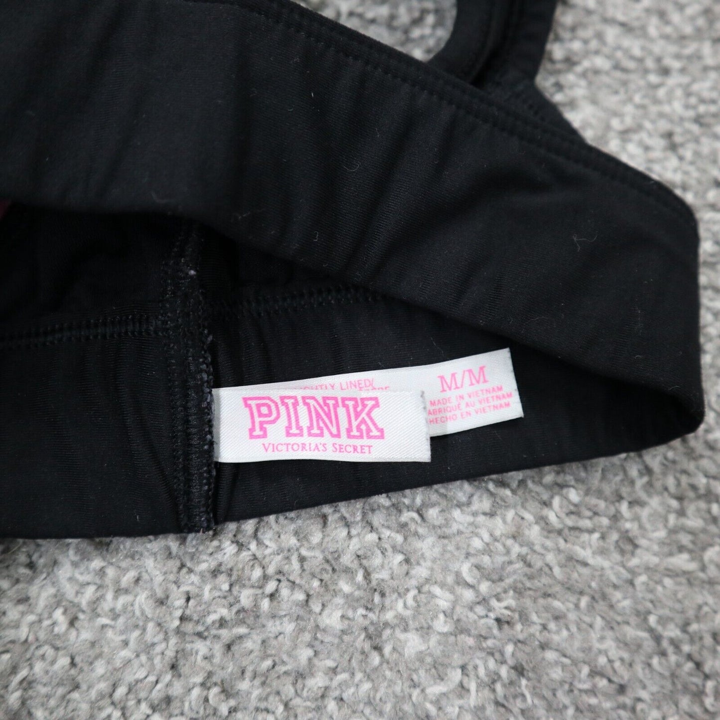 Pink Victoria's Secret Womens Activewear Sports Bra Racerback Black Size Medium