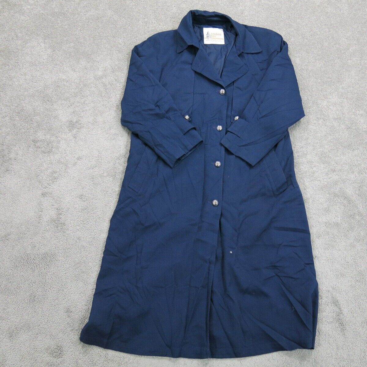 London Fog Womens Trench Coat Single Breasted Long Sleeves Back Slit Blue SZ 14