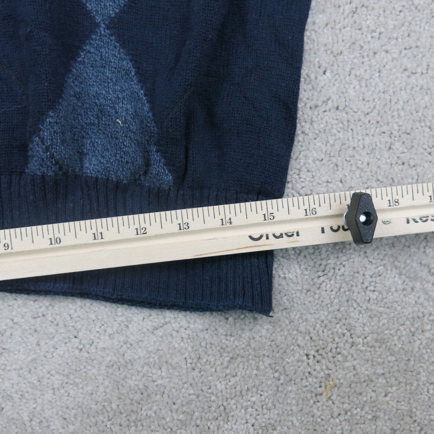 Dockers Men Pullover Argyle Sweater Long Sleeves Knitted Navy Blue Size Large