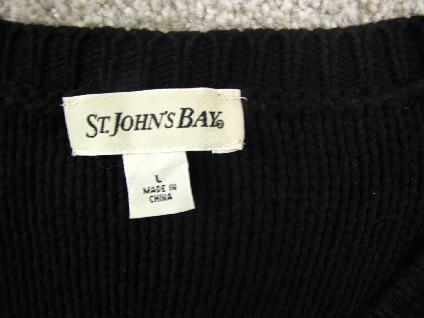 ST. Johns Bay Womens Pullover Sweater Knitted V Neck Long Sleeve Black Size L