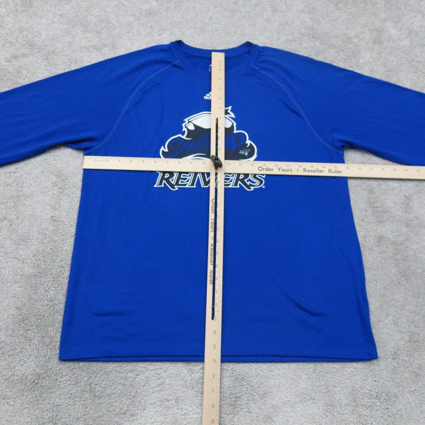 Adidas Mens Sweatshirt Crew Neck Long Sleeves Climalite Reivers Blue Size Large