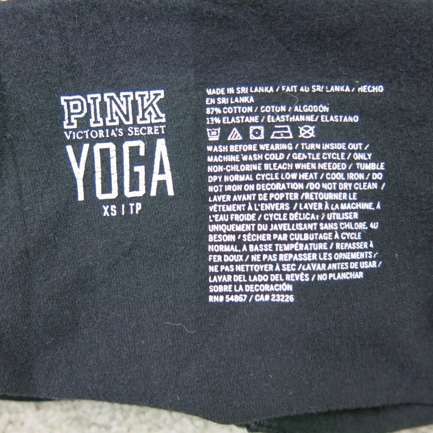 Pink Victoria Women Yoga Capri Legging Low Rise Elastic Waist Black Size X Small