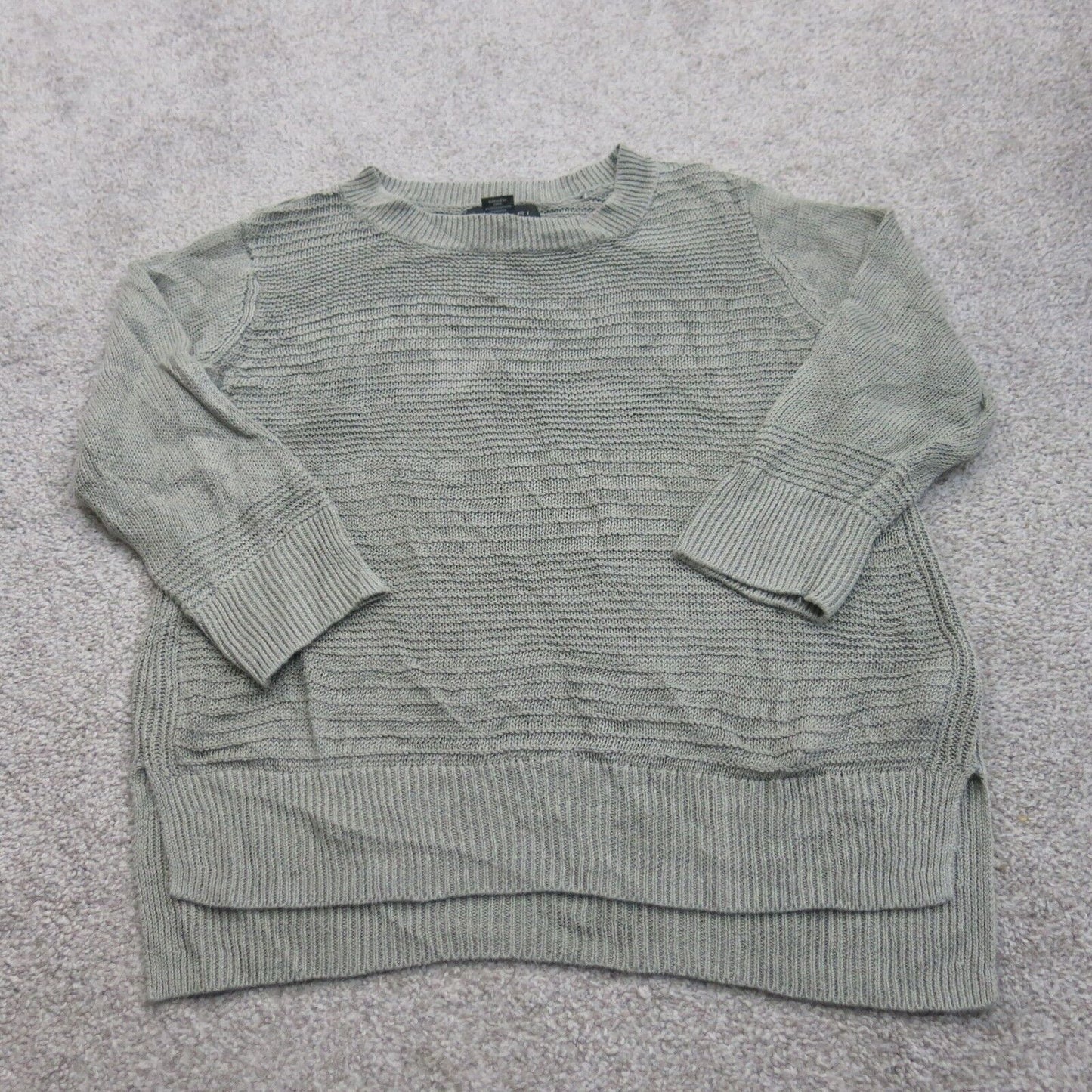 Tahari Womens Pullover Sweater Crew Neck Long Sleeves Light Gray Size Large