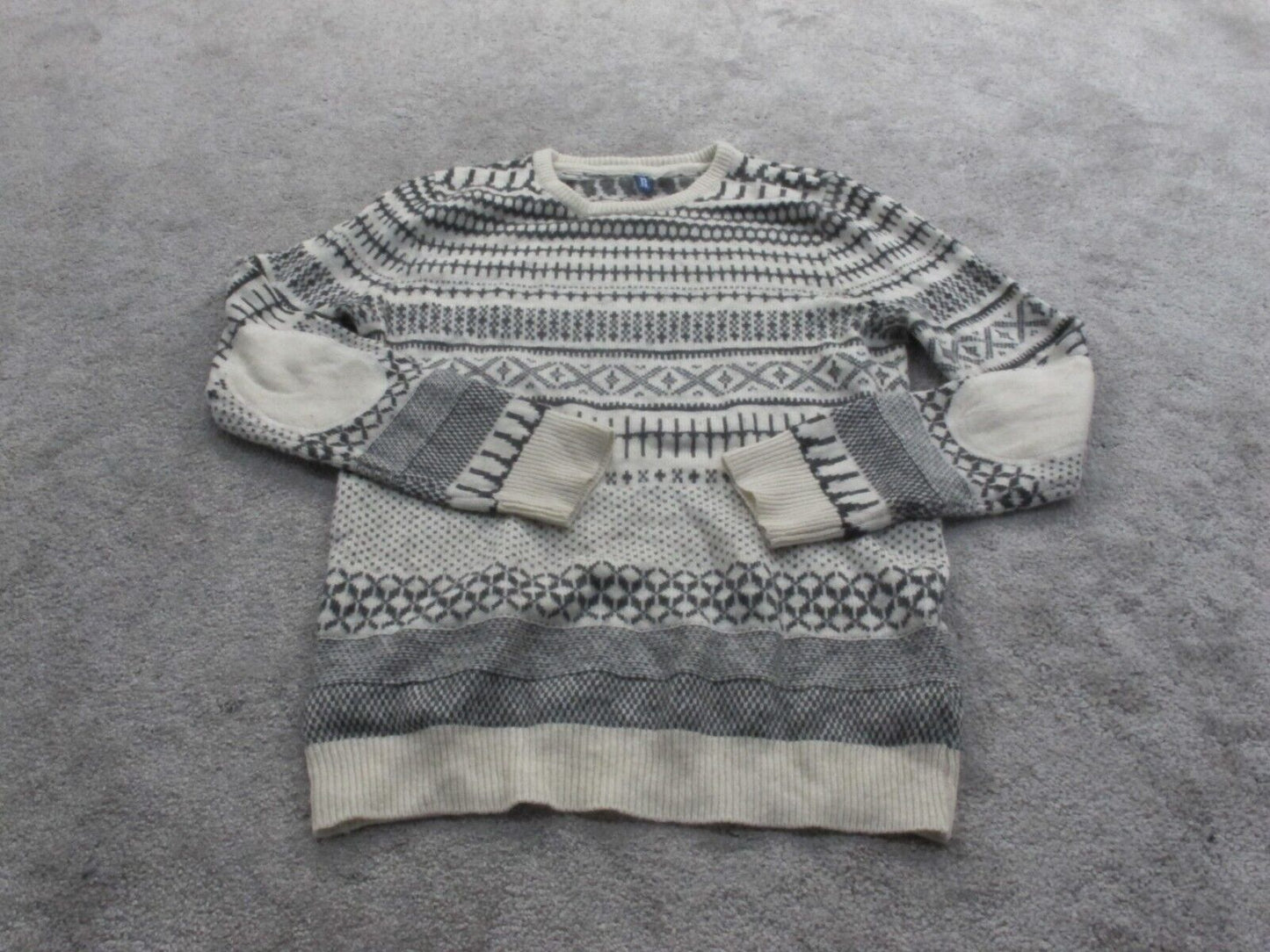 Divided By H&M Womens Pullover Sweater Crew Neck Long Sleeve Gray Ivory SZ Small