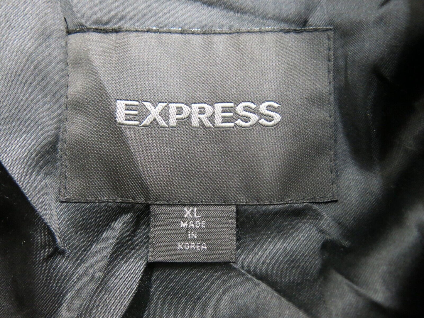 Express Mens Over Coat Long Sleeves Open Front Pockets Black Size X Large