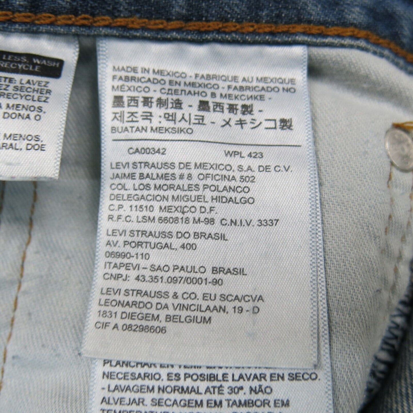 Levis 559 Mens Jeans Straight Leg Straight Denim Low Rise Pocket Blue SZ W32XL32