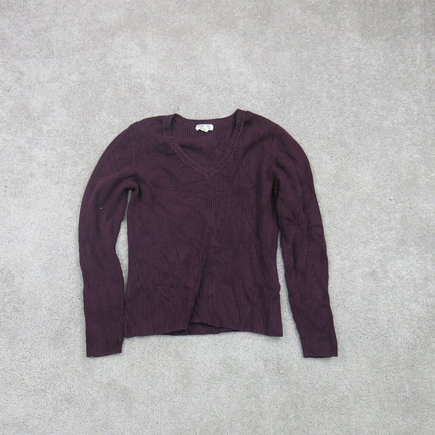 ST Johns Bay Womens Pullover Sweater V Neck Long Sleeves Maroon Size Large