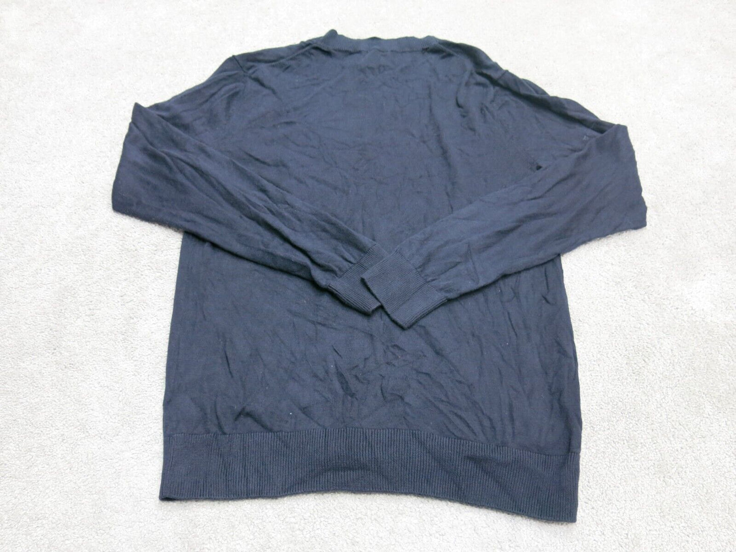 Chaps Men Cardigan Sweater Button Front Long Sleeve 100%Cotton Navy Blue Size S