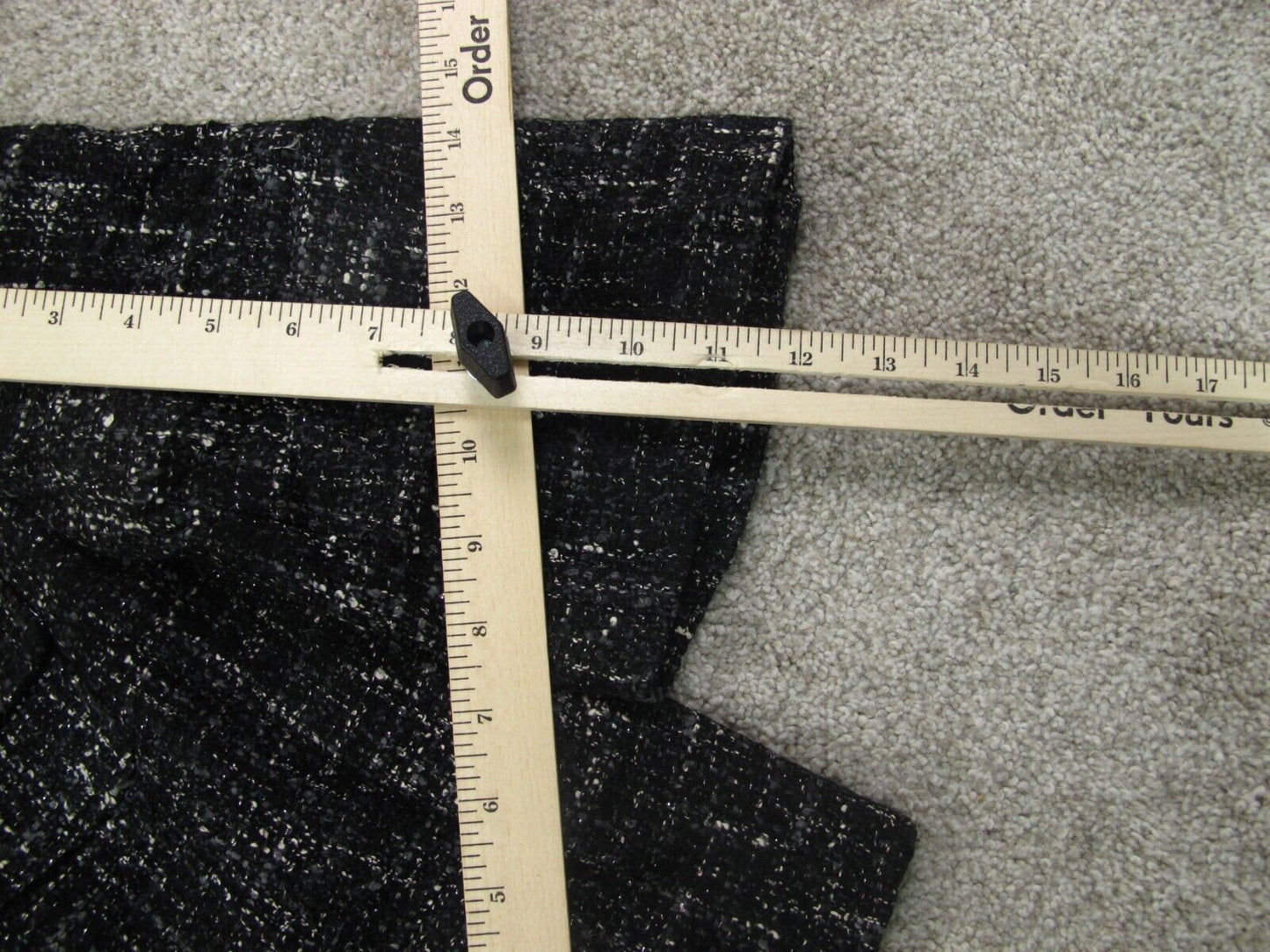 Guess Womens Blazer Coat Half Sleeves Front Button Pockets Tweed Black Size XS