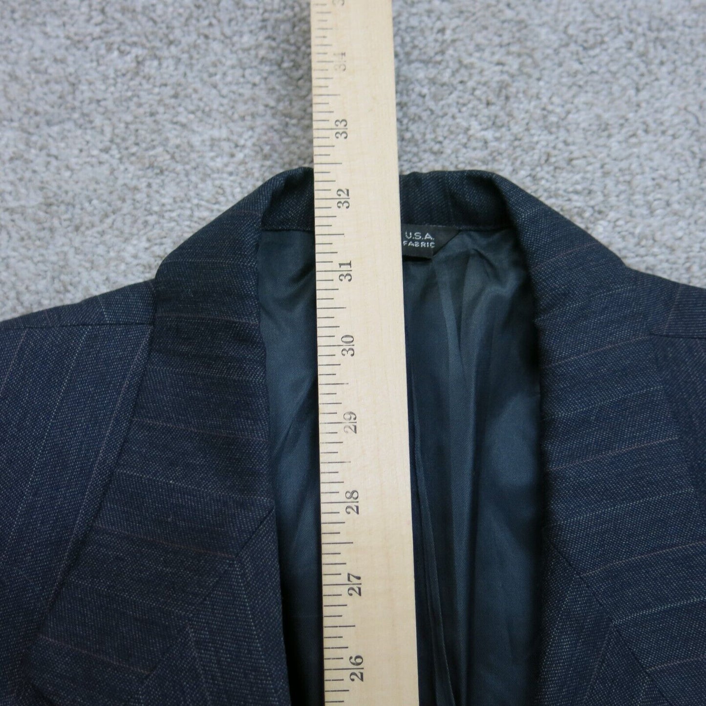Vintage Mens Blazer Coat Single Breasted Striped Pockets Blue Size 44 Reg