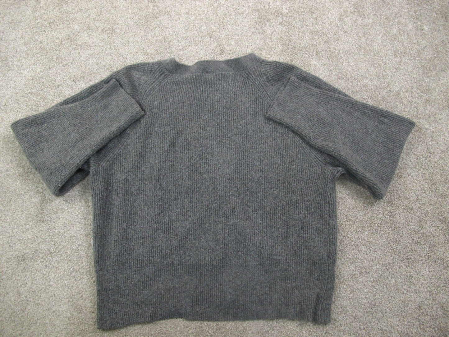 Ann Taylor Womens Cardigan Sweater Knitted Long Sleeves Deep V Neck Gray Size XL