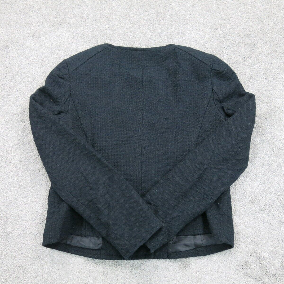 Talbots Womens Scrub Jacket Full Zip Flatteringly Classic Long Sleeve Black SZ 6