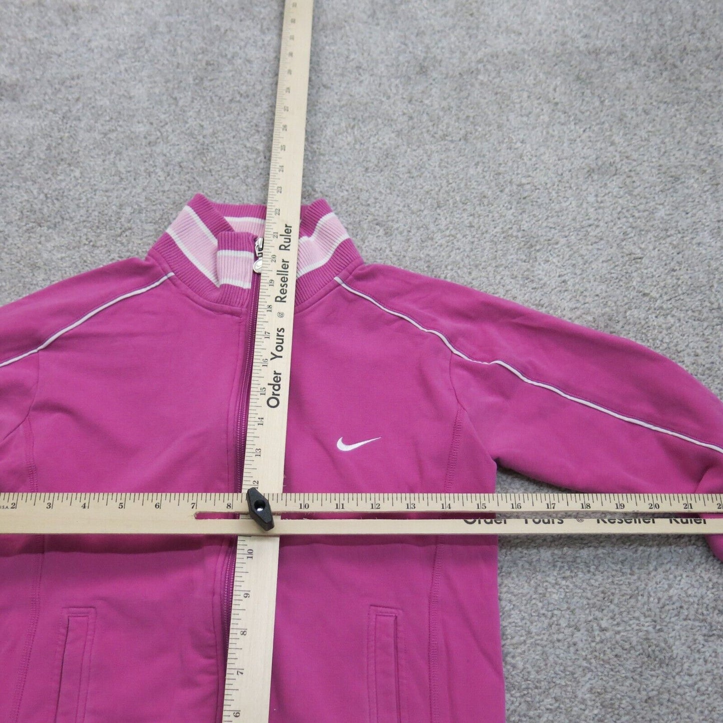 Nike Womens Tracksuit Jacket Full Zip Up Mock Neck Pockets Logo Pink Size Small