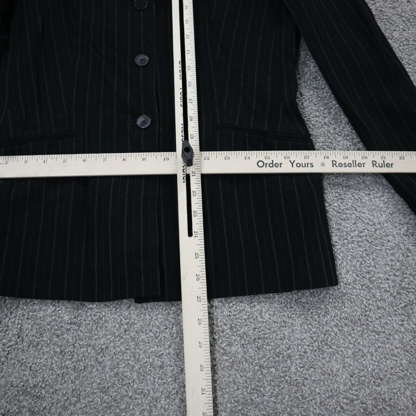 Ann Taylor Womens Striped Blazer Coat Long Sleeve Single Breasted Black Size 12P