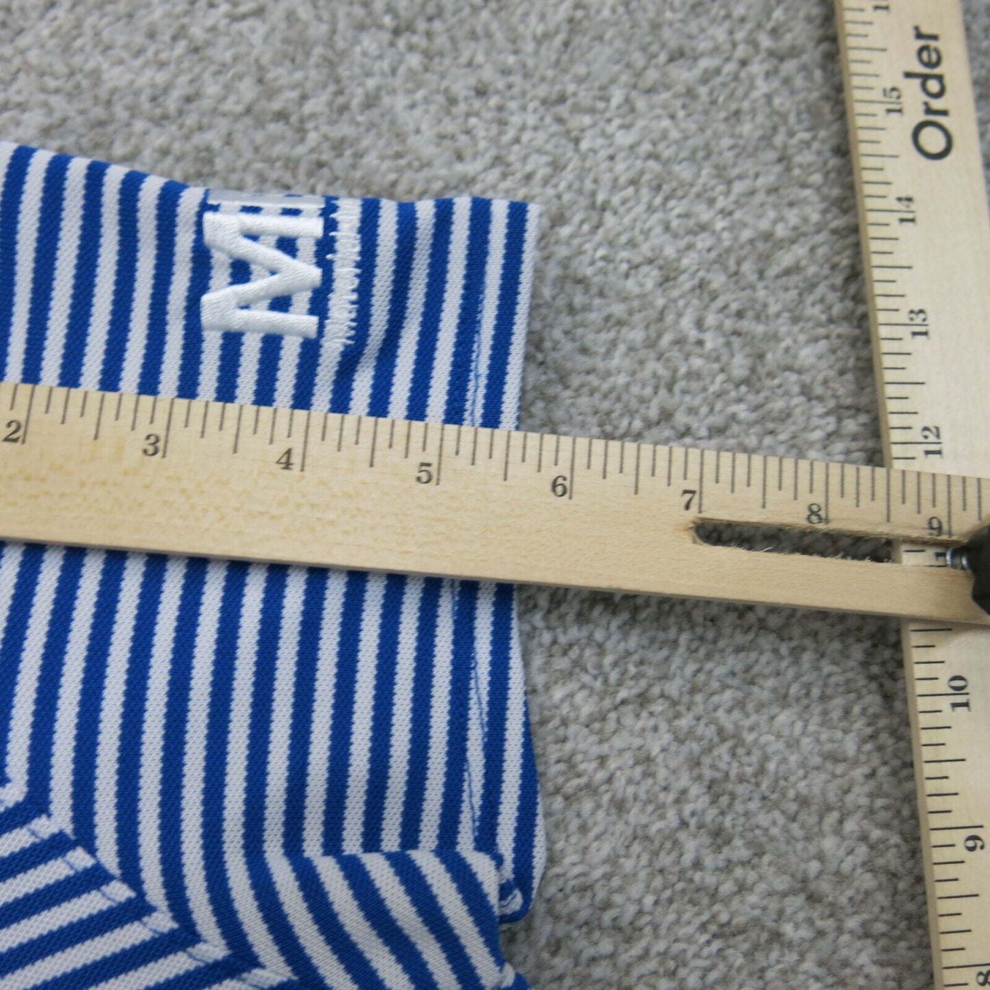Vineyard Vines Men Striped Polo Shirt Cap Sleeves Logo Blue White Size Large